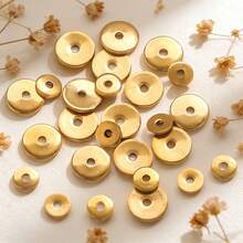 50Pcs 304 Stainless Steel Gold & Silver Flat Round Spacer Beads, Disc Washer Beads For DIY Jewelry Making - Spacer Beads - View 6