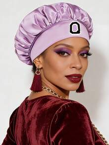 1 chiếc khăn trùm đầu chữ cái A-Z, chất liệu mềm mại, thân thiện với da, chống bụi, mềm mại và thoải mái, tỏa ra tông màu tím lãng mạn! - Màu tím nhạt - Xem 4