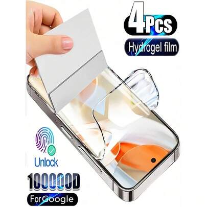 Bộ 4 miếng dán màn hình Hydrogel siêu HD cho iPhone 10 9 Pro XL 10 9 8 7 6 Pro 5 9a 8a 7a 6a 5a 5G, miếng dán màn hình mềm, chống trầy xước, chống bám vân tay, phủ toàn màn hình, hỗ trợ mở khóa bằng vân tay, tương thích với ốp lưng, bề mặt bóng, không bọt khí