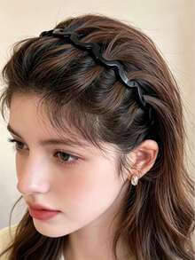 女士夏季波浪发带（1条装）：百搭日常佩戴，高冠设计，梳子造型，复古风，优雅玳瑁波浪发带 - 防滑设计，蕾丝细节梳子发带 - 彩色 - 查看 2