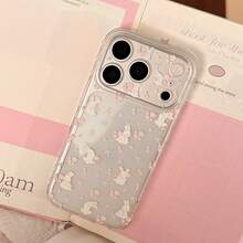 Kavenfort Transparent Rose Rabbit Phone Case, Suitable For 17 Pro Max, 15 Full Coverage Protective Case, 14 Soft Case. Fairy-Like, Cute, Beautiful, Sweet, Girly, Geometric Pattern, Korean Style, Minimalist Style, Adorable, Fresh, Niche, Cute Pet, Soft Girl Style, Ins Style - Clear - View 9