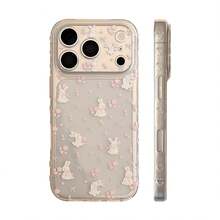 Kavenfort Transparent Rose Rabbit Phone Case, Suitable For 17 Pro Max, 15 Full Coverage Protective Case, 14 Soft Case. Fairy-Like, Cute, Beautiful, Sweet, Girly, Geometric Pattern, Korean Style, Minimalist Style, Adorable, Fresh, Niche, Cute Pet, Soft Girl Style, Ins Style - Clear - View 12