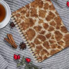 DANPERJI 1 cuốn sổ tay lò xo A5 in hình hươu cao cổ, sổ ghi chép họa tiết lông thú sắc nét (không phải lông thú thật), món quà văn phòng phẩm hoàn hảo cho người yêu động vật, thích hợp cho văn phòng và trường học. - lông hươu cao cổ - Xem 4