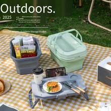 ZHGEE Foldable, Suitable For Outdoor Travel, Convenient To Carry, With Lid, Can Store Snacks, Fruits, Large Capacity Storage Basket, With Handle - Multicolor - View 3