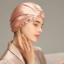 100% Mulberry Silk Sleep Cap For Women - Anti-Frizz Hair Protection Night Cap, Breathable & Hypoallergenic Sleeping Bonnet For Maternity, Bed Head & Hair Care - Hồng - Xem 3