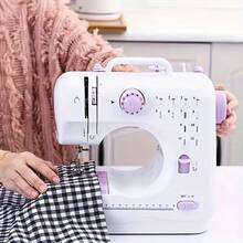 Máquina de coser eléctrica portátil y mini, adecuada para principiantes, con 12 puntadas incorporadas, 2 velocidades con pedal, luz LED y cajón de almacenamiento - Ver 1