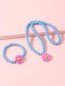 Bộ 2 món trang sức mặt dây chuyền hình hoa cúc bằng acrylic dễ thương cho bé gái, thích hợp đi học, mặc hàng ngày và các dịp lễ hội. - Nhiều màu - Xem 2