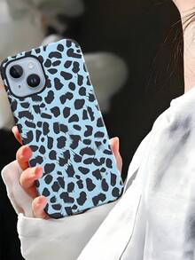 Cheetah,Leopard Print 1pc Faux Leather Leopard Print Soft Protective Phone Case, Shock-Absorbing Design With Speaker Hole, Suitable For Apple 17 Pro Max/16 Pro Max/16 Plus/13 Pro Max/14 Pro Max 13 14 11 12 Pro 11/15 Pro, Galaxy S24 Ultra, Holiday Gift - Blue - View 7