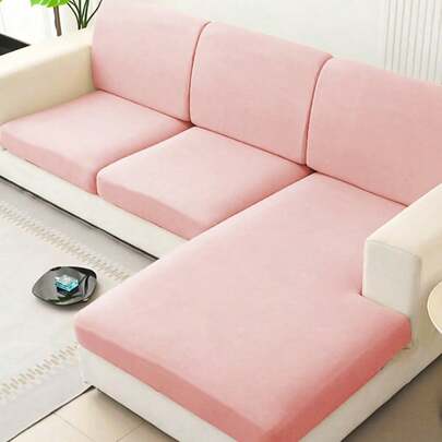 1pc Solid Color Sofa Cover, Minimalist Modern Milk Silk Stretch Sofa Cushion Cover, Suitable For Living Room, Bedroom, Dining Room, Study, Kitchen, Outdoor And All Seasons