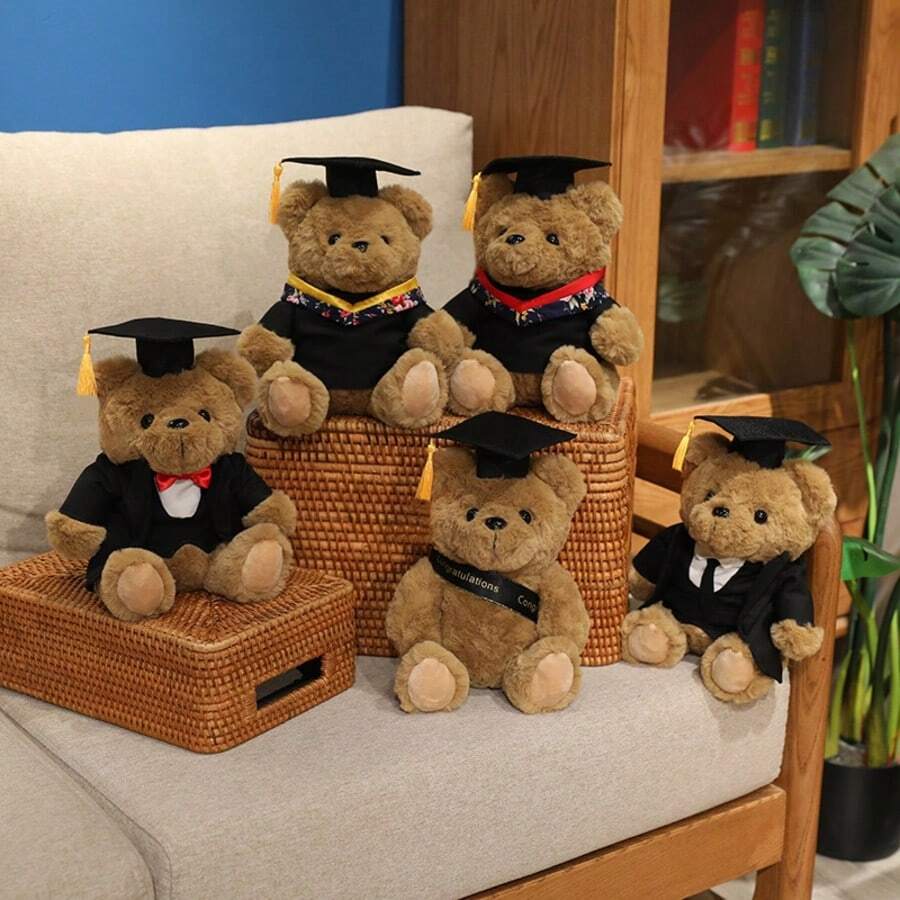 1 pieza Muñeco de peluche de oso doctor de dibujos animados lindo, muñeco de peluche para la temporada de graduación, oso de peluche con disfraz de doctor con lazo esponjoso y gracioso, recuerdo de graduación estudiantil, accesorio para fotos, decoración del hogar, regalo de cumpleaños para niños, regalo para novia, mejor amiga, Día de la Madre, Día del Niño - Multicolor - Ver 1