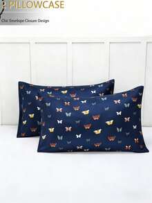 Chic Double-Sided Satin Butterfly Pattern Pillow Cases – Experience Smooth, Cool Comfort For Tangle-Free Hair, Essential For Dorm Room Stuff & Stylish Bedroom Decor!" - 2pcs - View 13