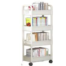 Multifunctional Storage Rack Trolley, Movable Snack & Book Organizer Shelf, Suitable For Living Room, Kitchen, Bedroom, Bathroom And Home Use - White - View 6