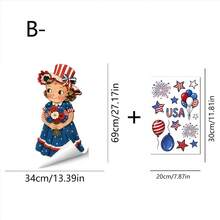 1/2 Sets de pegatinas de ventana del Día de la Independencia de Estados Unidos, patrones de niño y niña, pegatinas reutilizables de bandera con estática, adecuadas para dormitorio, tiendas, regalos y decoración de fiestas patrióticas - Calcomanías para ventanas independientes - Ver 12
