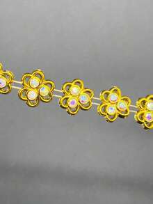 1 pieza Cadena decorativa con rhinestones en forma de estrella de 5 puntas, adecuada para coser y decorar disfraces de baile - Multicolor - Ver 3