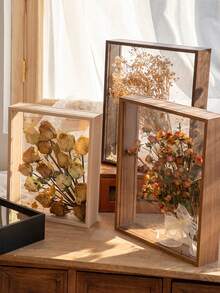 1个DIY木质镂空相框3D干花展示架永生玫瑰手工相框婚礼装饰 - 透明相框 - 查看 3