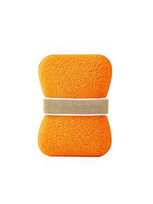 1pc Skin-Friendly High Elastic Polyurethane Sponge, Orange-Yellow Printed Pillow Shape With Elastic Band, Easy To Grip, Quick Lathering, Effective Cleansing Tool For Makeup Lovers And Daily Skincare - Orange - View 7