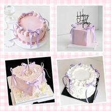 1/5pcs Purple Bow Cake Decorations, Suitable For Cakes, Cupcakes, Baby Shower Parties, Birthdays, Weddings, Valentine's Day, Christmas, Graduation - View 4