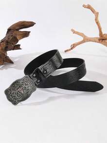1pc Versatile Western Cowboy, Bull Head Embossed, Unisex Casual, Boho, PU Leather, Rivet Decor, Durable, Fashion, Everyday, Youth, Stylish, Suitable For Valentine's Day, Gift, Partner, Outdoor, Back To School, Girls, Boys, Halloween, Christmas, All Season Unisex Belt 6AL8 - Nâu 2 - Xem 9
