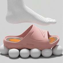 Particle Massage Sensation Cool Slippers For Men And Women, Summer Indoor Home Anti-Slip Slippers - Pure Color Simple Leisure Slippers - 粉色 - 查看 4