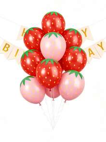 10 quả bóng bay cao su in hình trái cây kích thước 30cm, bóng bay dâu tây đỏ và hồng, không cần nguồn điện, thích hợp cho các bữa tiệc ngày lễ, tiệc mùa hè, tiệc trong nhà/ngoài trời, họp mặt gia đình, tiệc sinh nhật, phù hợp với bộ trang trí bóng bay, giá đỡ cổng bóng bay, tiệc trái cây Hawaii, tiệc độc thân, lễ đính hôn, đám cưới, trang trí Ngày của Mẹ. - Đỏ - Xem 10