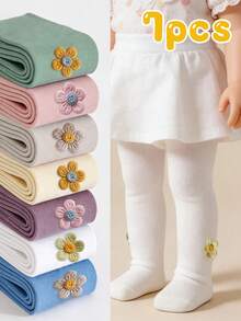 4/5/7pcs/Set Baby Girls Cute Floral Decorated Stirrup Tights, Sweet Lady Princess Style, Suitable For Girls Spring Outings And Daily Wear - Multicolor - View 17