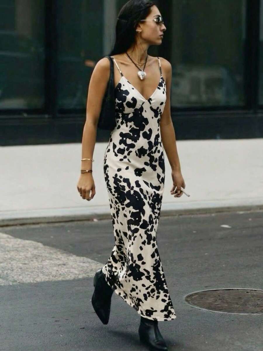Women's Casual Dress, Spring/Summer Leopard Print Sleeveless Dress Tie-Dye Print Dress Bodycon Cami Dress For Beach Vacation Elegant Women's Dress