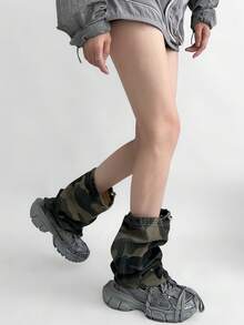 1 双做旧迷彩抽绳腿套，功能性街头风，春夏款 - 迷彩 - 查看 5