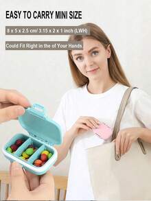 1pc Mini Portable Travel Pill Case, Medicine Organizer Box, Weekly Pill Box, Outdoor Travel. Can Store Medicines And Vitamins, Fit In Pocket Or Wallet. Dustproof, Waterproof, Reusable With Buckle Seal. Travel Accessories For Beach, Vacation, School - Multicolor - View 2