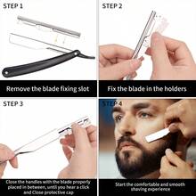 Pro Manual Shaver Straight Edge Stainless Steel Sharp Barber Razor Folding Shaving Beard Cutter Holder Barber Tools - Multicolor - View 6