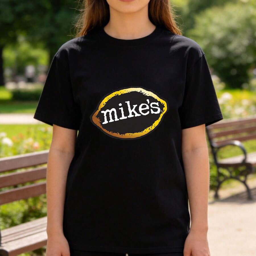 Women's  Mike's Hard Lemonade Co Print T-Shirt, Casual Short-Sleeved Top Crew Neck Sports Shirt - Unisex Cotton Soft Breathable Fabric Women Shirt, Round Neck Summer Casual Tee, Classic Fit , Music Anime Movie TV Fan Machine-Washable Top For Casual Attire Streetwear,Summer Outdoor Casual Wear,Perfect Gift For Men & Women - 黑色 - 查看 1