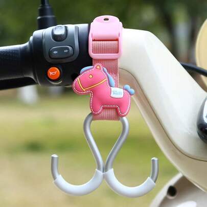 Cartoon Horse Shaped Dual-Head Hanging Hook, Random Color, Suitable For Bicycle, Electric Scooter, Motorcycle To Hang Water Bottle, Bag, Towel And Other Items