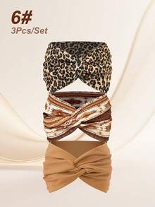 3条装女士超宽交叉休闲波西米亚风发带，纯色百搭发饰，夏季穿搭沙滩发带 - 彩色 - 查看 19