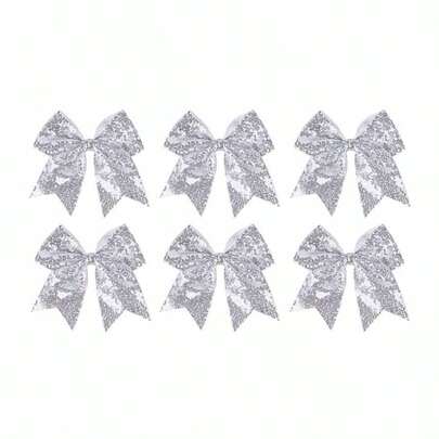 6pcs 8-Inch Multicolor Glitter Cheerleader Bow Headbands, Suitable For School Sports Activities, Cheerleading Performances, Art Performances, Gifts For Friends, Claw Clips, Hair Slide, Hair Barrettes, Hair Claws