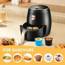 6pcs/Set Multi-Function Air Fryer Baking Cups, Non-Stick Round Muffin/Pie Molds, Reusable, Evenly Heated And Easy Release, Striped Texture Design, Suitable For Cake Making - Multicolor - View 8