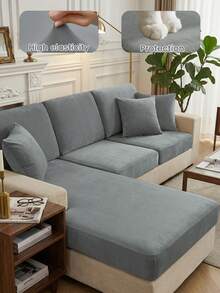 1 tấm bọc ghế sofa bằng vải nhung mềm mại, chống trượt, phù hợp với ghế đơn, ghế đôi, ghế ba chỗ và ghế hình chữ L, dùng được cả bốn mùa. - Màu Xám nhạt - Xem 8