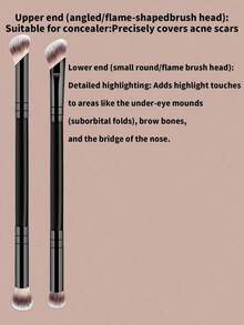 4pcs Professional Dual-Ended Makeup Brush Set - Includes Foundation Brush, Contour Brush, Blush Brush, Powder Brush, Eyeshadow Brush, Concealer Brush, Highlighter Brush, Mixing Brush. Soft Fiber Bristles, Portable For Travel, Great Gift For Women And Girls. Makeup Brush Set, Makeup Brush Tool Kit, Makeup Brush Set, Complete Makeup Tool Set, Makeup Brush Set, Full Makeup Tool Kit, Brush Set, Makeup Brush Gift Set, Set,Giveaways,Professional Makeup Brushes,Complete Makeup Set - 黑色 - 查看 6