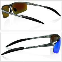 DUCO Mens Sports Polarized Sunglasses UV Protection Sunglasses For Men 8177s - Khung màu xám kim loại với lớp phim màu xanh lam. - Xem 3