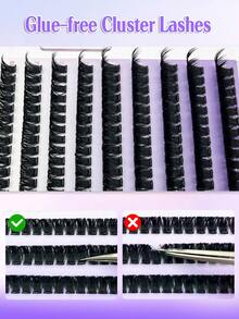 ELYCO 80D240 簇狀假睫毛 12排免膠水式，0.07mm厚度，8-16mm混長，濃密捲翹自然感可重複使用，溫和親膚分段設計適合日常佩戴 - D - 查看 4