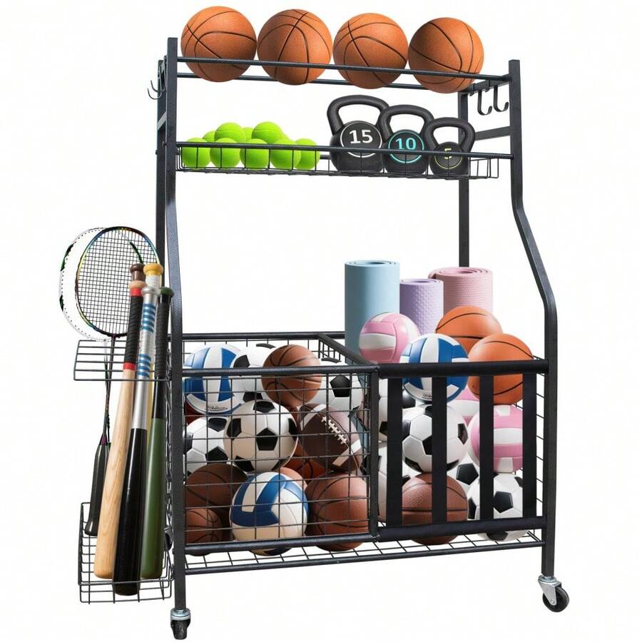Garage Sports Equipment Organizer - Black - View 1