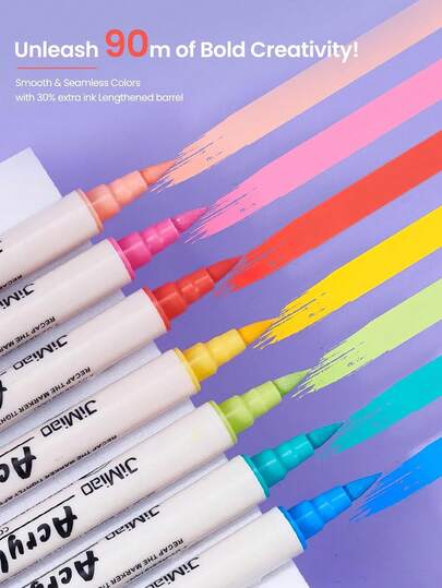 1/12/24 Bút vẽ acrylic hai đầu, bút vẽ acrylic, bút vẽ vải dùng cho đá, gỗ, gốm sứ, vải bố - Bộ dụng cụ nghệ thuật tự làm để tô màu (hai đầu chấm + đầu mảnh) - Dụng cụ nghệ thuật cho xưởng vẽ