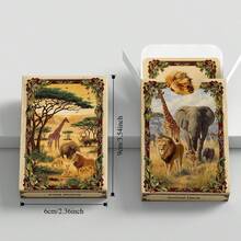 YFOPEN 草原动物主题纸牌，图案包含狮子、豹子、犀牛、鳄鱼、马、斑马、长颈鹿、牛等野生动物，尺寸9*6厘米，草原野兽风格设计，适合派对、休闲、桌面游戏等场合。 - 彩色 - 查看 8