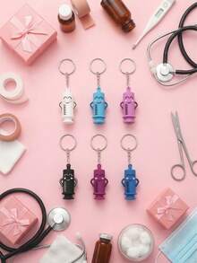3pcs Syringe Shaped Bottle Opener Keychain, Bottle Cap Opener, Rubber Cutter, Pill Bottle Opener, Suitable For Home, Nurses And Doctors, Nurse's Day Gift, Nurse's Essential, Syringe Shaped Doctor's Pill Bottle Opening Tool, Suitable For Clinical And Emergency Personnel Graduation Gift - Multicolor - View 5