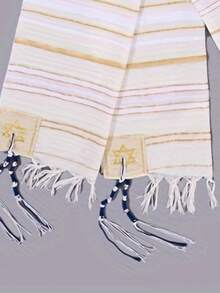 1 Khăn choàng cầu nguyện hình lục giác vàng, khăn choàng cầu nguyện buổi sáng, khăn quàng cầu nguyện, kích thước 52cm x 180cm, thích hợp cho kỳ nghỉ hoặc du lịch. - Vàng - Xem 3