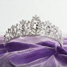 新娘皇冠头饰，优雅公主皇冠，水晶女王头冠 - 彩色 - 查看 9