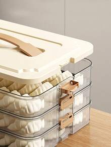 1pc Fresh Storage Box With Dual Side Locks "Compass Timer" Food Container. Stackable Design, Perfect For Dumplings, Steaks And Desserts. Suitable For Refrigerator, Freezer, Kitchen And Dining Area, An Ideal Meal Prep Storage Box. - Multicolor - View 5