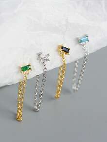 1 pieza Pendientes de borla de plata de ley S925 - Diseño multicapa, versátil para uso diario y vacaciones, regalo ideal para novia, mamá y hermana - soltero - Ver 7
