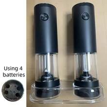 Electric Salt And Pepper Grinder Set With Base, Pepper Mill, 95ml Large Capacity, White LED Light And Adjustable Coarseness, Ideal For Home And Kitchen Use (Battery Operated) - Battery Type (black) - View 13