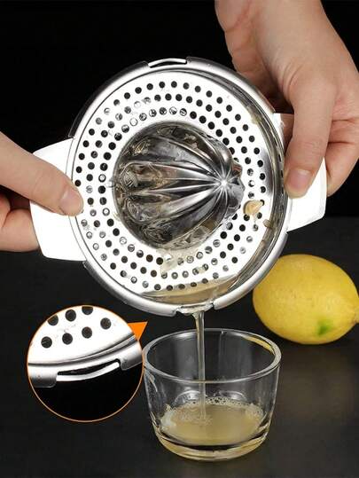 Stainless Steel Manual Juicer With Filter, Lemon Juice Collector, Suitable For Home Bar Kitchen Fruit Juicing, Portable Hand Juicer For Fresh Orange Juice, Catering Service Tool And Kitchenware