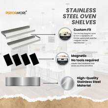 Estante de almacenamiento para horno de acero inoxidable de 15.5 x 3.75 x 2 pulgadas, diseo entrelazado, organizador de cocina que ahorra espacio con 4 pies magneticos y pelcula - B0BZWYP57H - Ver 6