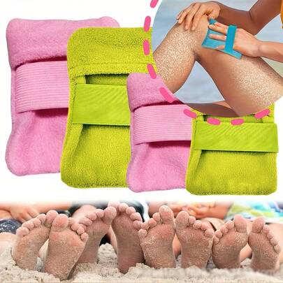 1pc Portable Beach Cleaning Tool - Ergonomic Design Without Battery, Soft Fabric And Exfoliating Brush, Convenient For Travel, Suitable For Beach Vacation, Camping, Outdoor Activities, Beach Essential, Camping Gear